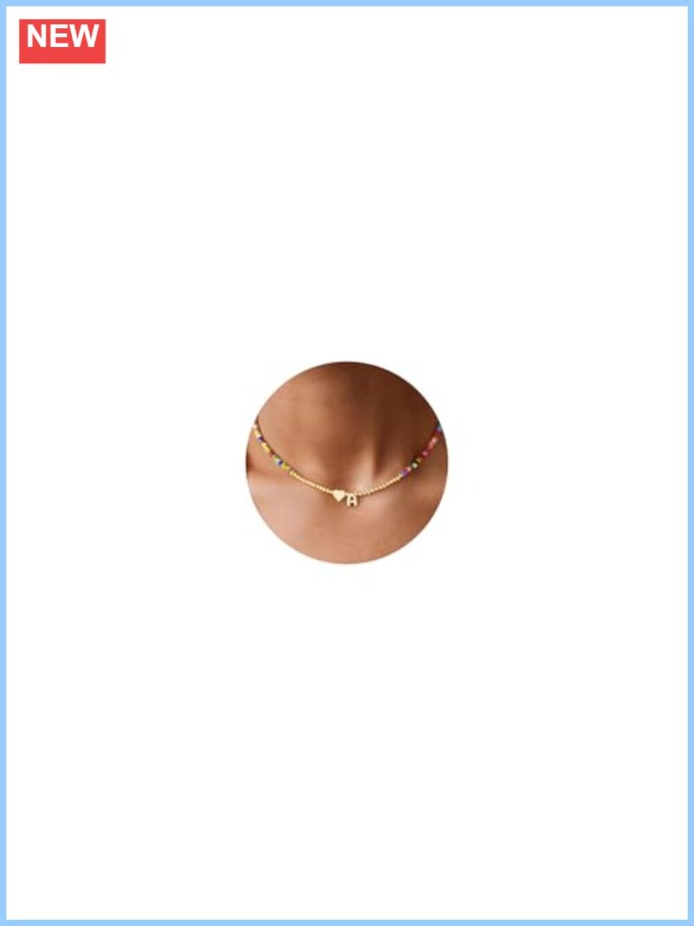 14K Gold Plated Heart Initial Necklace Beaded Choker Letter Jewelry for Women